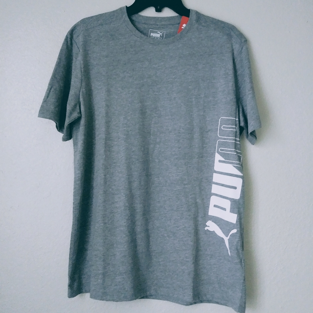 Grey & white Puma logo T-shirt medium NWT